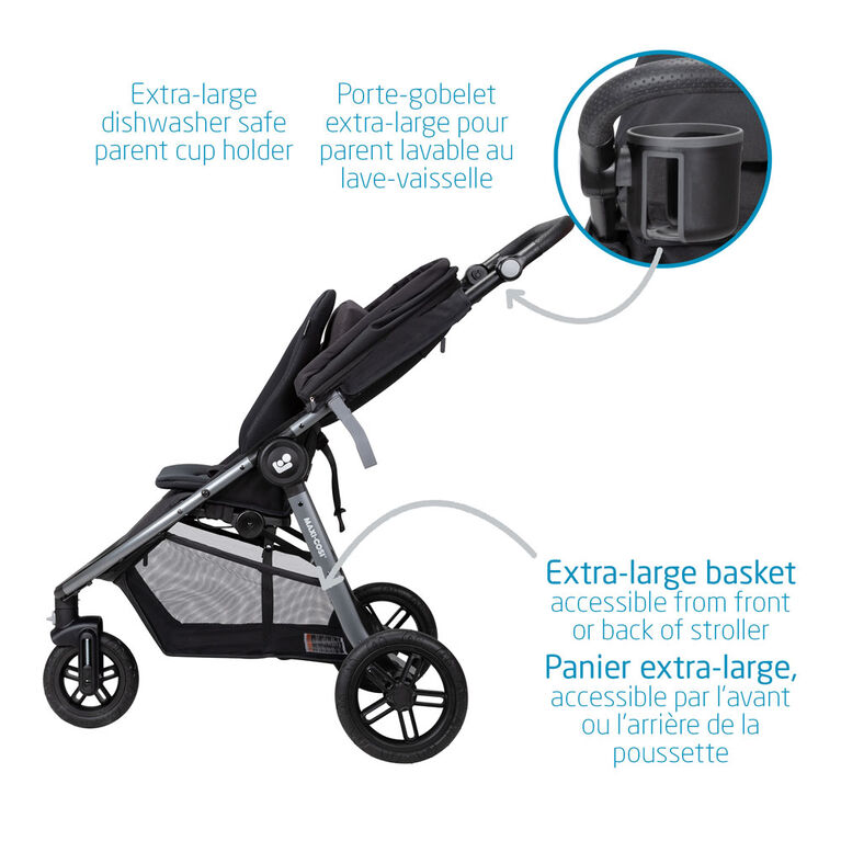 Gia XP 3-Wheel Travel System - Midnight Black