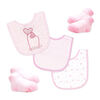 Ensemble bavoir et chaussettes 5 pièces Naturelle : rose