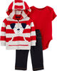 Ensemble 3 pièces cardigan à chien Carter’s – rouge, 6 mois