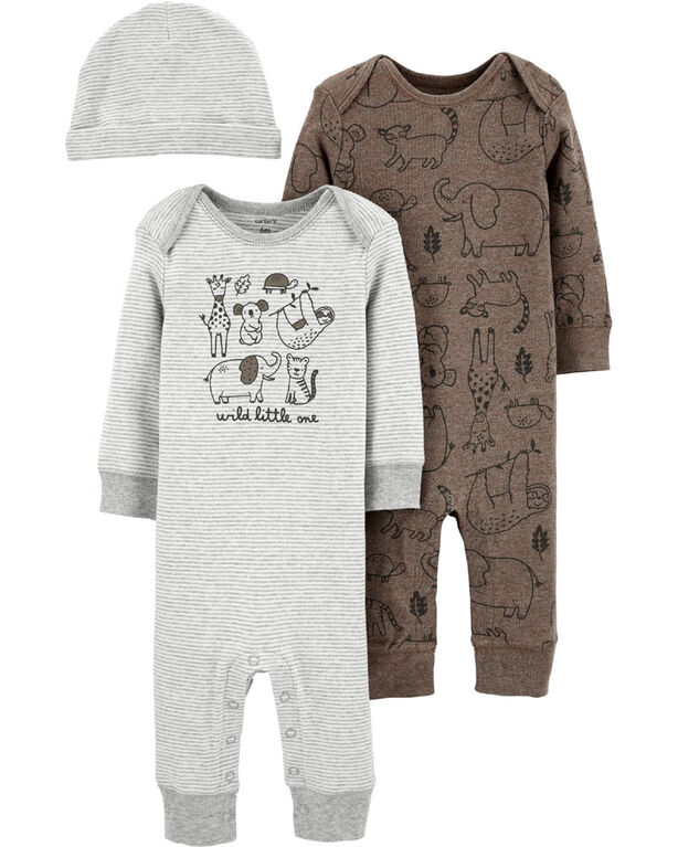 Carter's 3-Piece Jumpsuit & Cap Set Assorted - Newborn