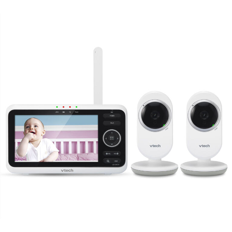 VTech VM350-2 5 inch Digital Video Baby Monitor with 2 Cameras and  Automatic Night Vision - White