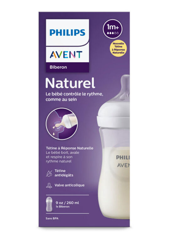 Avent Natural Baby Bottle with Natural Response Nipple, Clear, 9oz, 1 pack