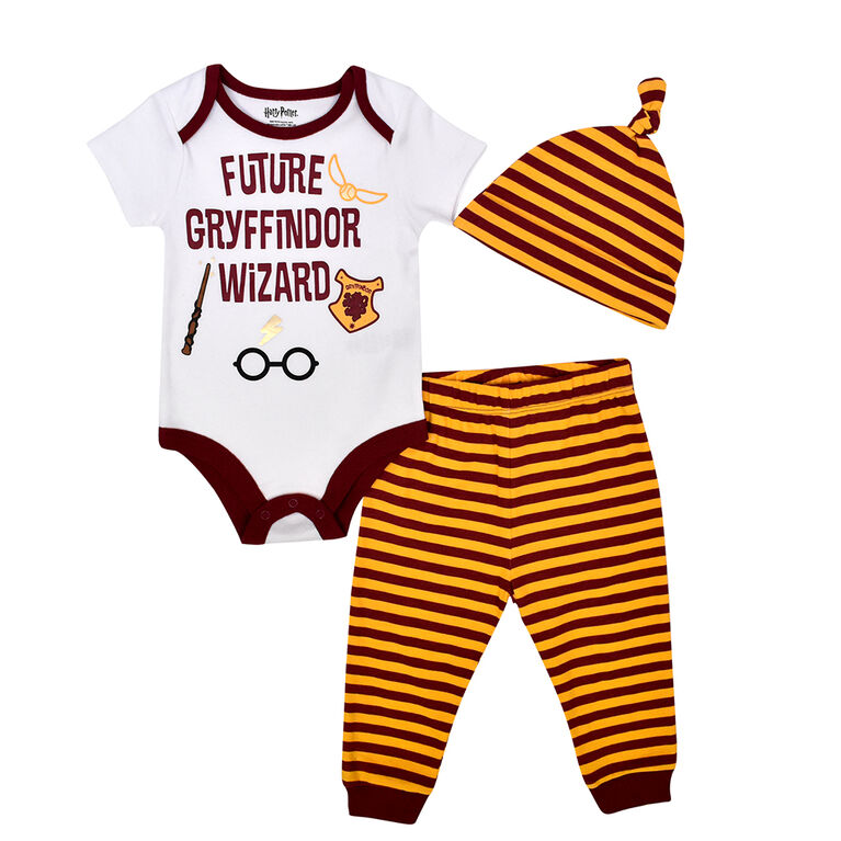 Warner's Harry Potter 3 piece Pant, Bodysuit and Hat Set - White, 3 Months