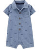 Carter's Dog Chambray Romper - Blue, 12 Months