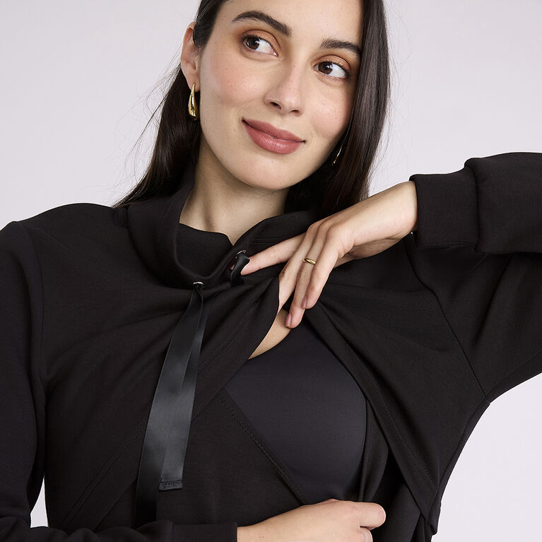 Motherhood -  Long Sleeve Scuba Funnel Nursing Top - Black -M