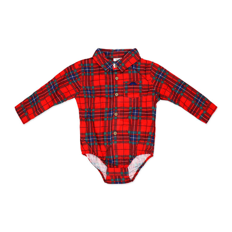 Little Gent Ensemble de bretelles à carreaux rouges 12 mois