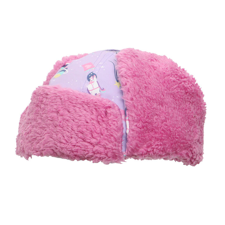 FlapJackKids - Baby, Toddler, Kids, Girls - Water Repellent Trapper Hat - Sherpa Lining - Unicorn/Lilac - Small 6-24 months