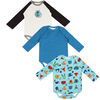 earth by art & eden - Dakota LS Bodysuit Set - 3 Pack - Dream Blue Multi, Newborn