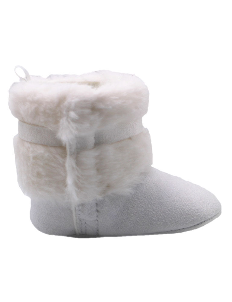 white faux fur boots