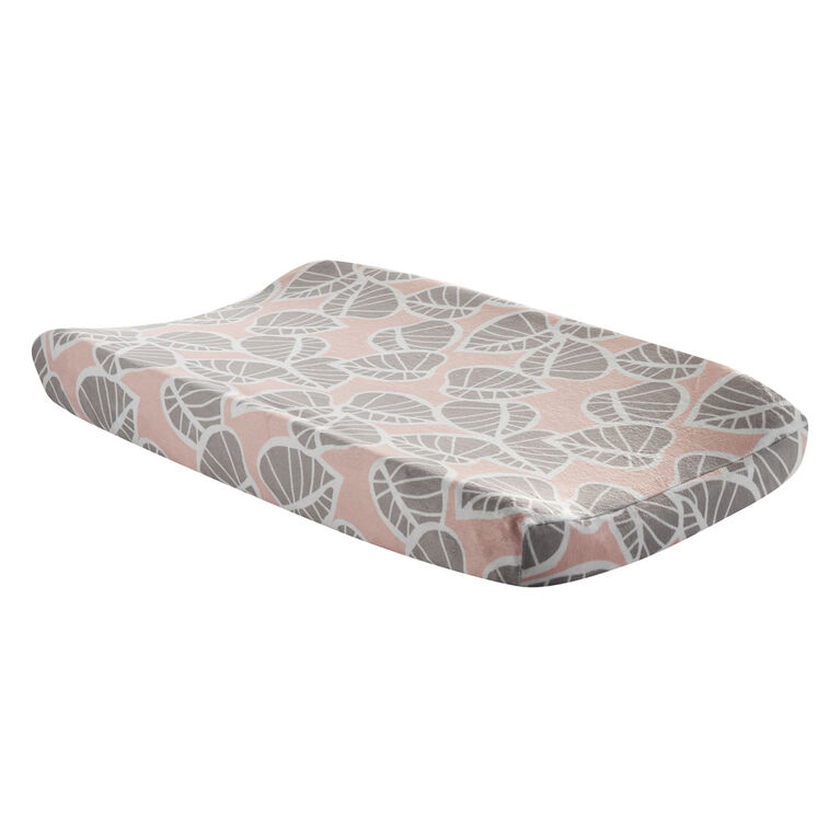 Couvre-matelas de changement Feuilles rose/gris Lambs & Ivy Calypso.