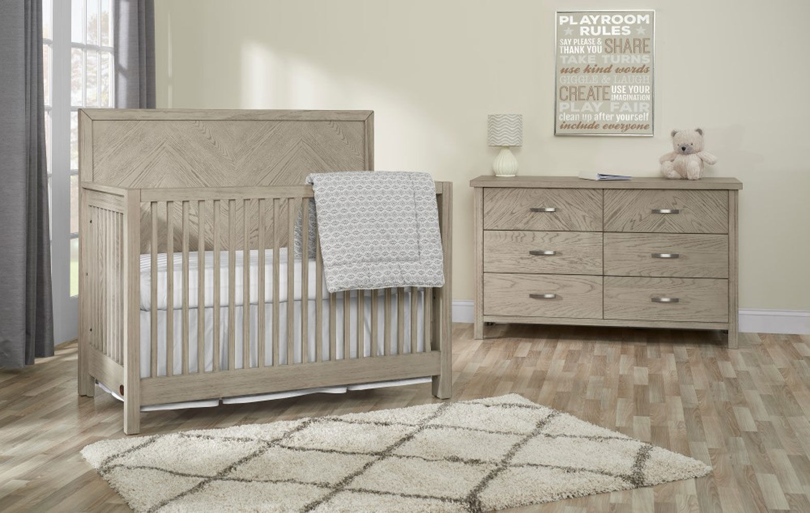 Oxford Baby Manhattan 4 in 1 Convertible Crib Champagne Mist R Exclusive