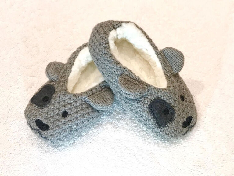 Tickle Toes - Grey Dog Slippers - 0-6 Months
