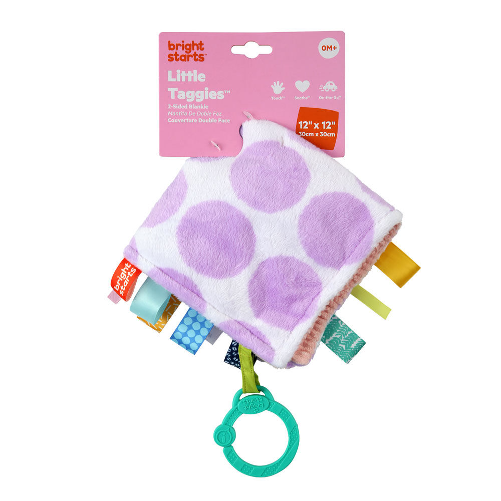 Little Taggies 2 Sided Blankie Purple Dots