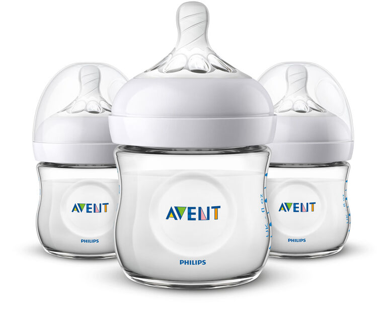 Philips Avent Natural Baby Bottle, 4oz, 3-Pack - Clear