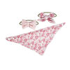 Amor Bebe 3 Piece Muslin Reversible Bib with 2 Headbands Set: Pink Floral