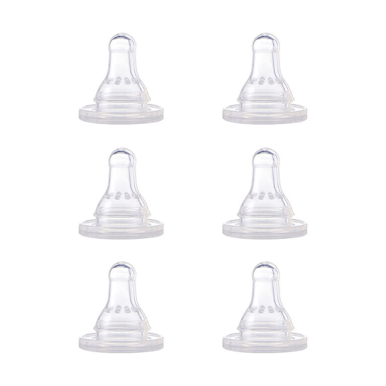 First Essentials by NUK Replacement Bottle Nipples, Silicone, Fast Flow, 6-Pack