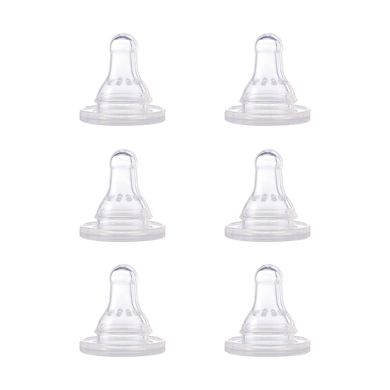 First Essentials by NUK Replacement Bottle Nipples, Silicone, Fast Flow, 6-Pack