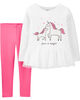 Carter’s 2-Piece Unicorn Peplum Top & Legging Set - Ivory/Pink, Newborn