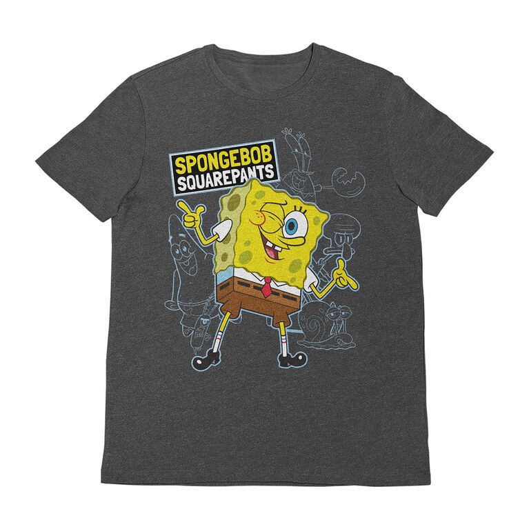 T-shirt à manches courtes Bob l'éponge - Mélange de charbon de bois L