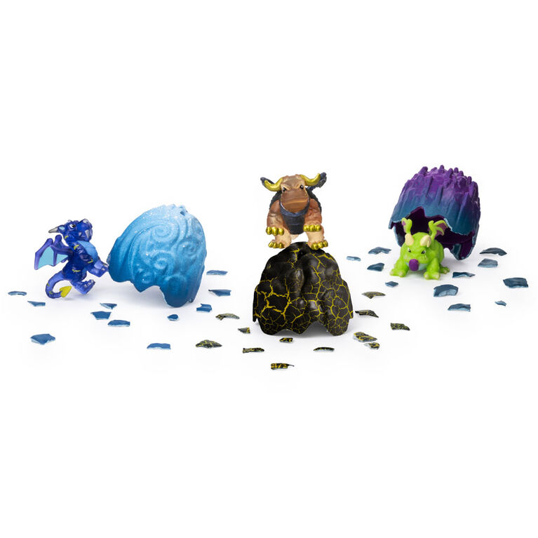 Dragamonz, Coffret de 3 figurines Dragon Multi, Jeu de cartes à échanger et de figurines à collectionner