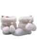 First Steps White Faux Fur Girls Booties Size 1, 0-3 months