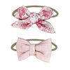 Amor Bebe 3 Piece Muslin Reversible Bib with 2 Headbands Set: Pink Floral