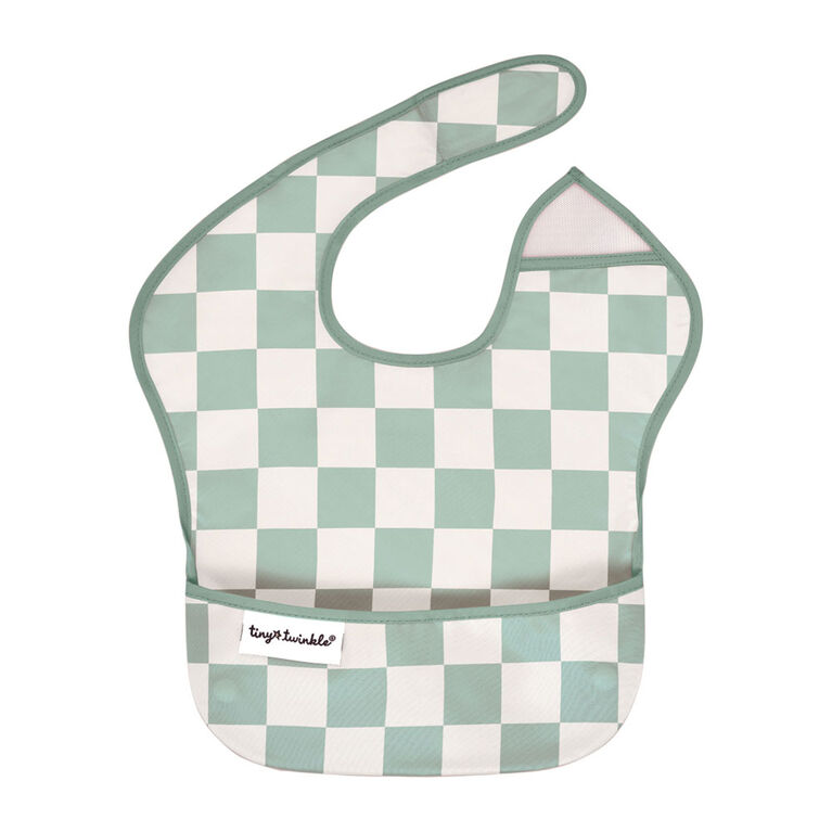 Tiny Twinkle - Mess Proof Easy Bib  - Sage Check 6-24M