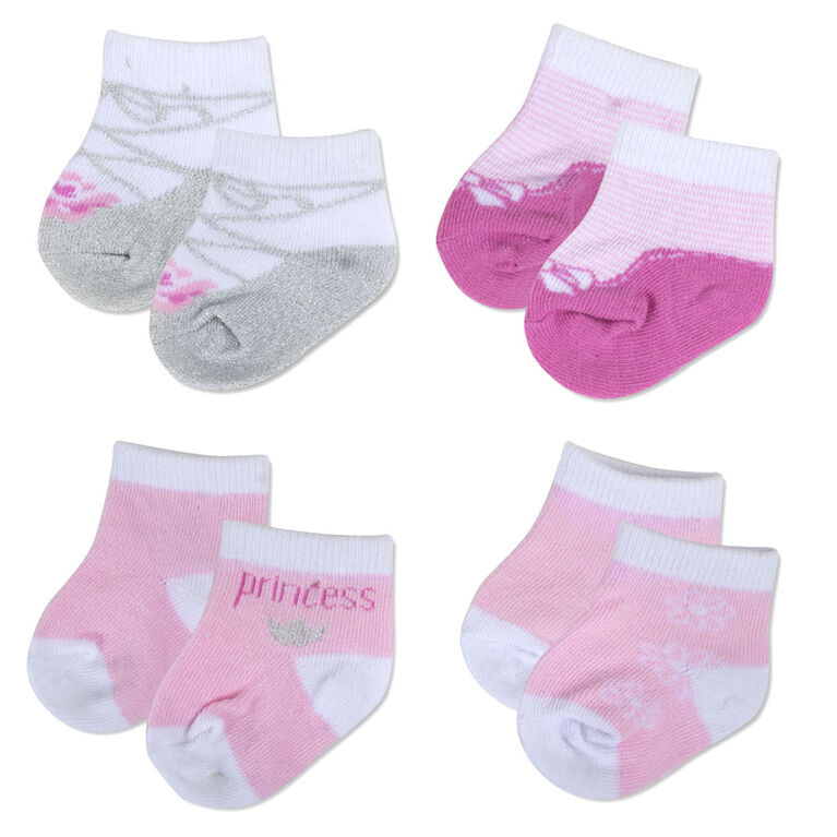 Baby Essentials 4-Pack Socks - Princess Girl 12-18 Months