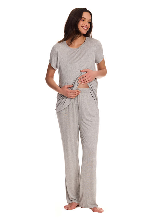 Chloe Rose 2 Piece Maternity & Nursing Pant Set Grey S