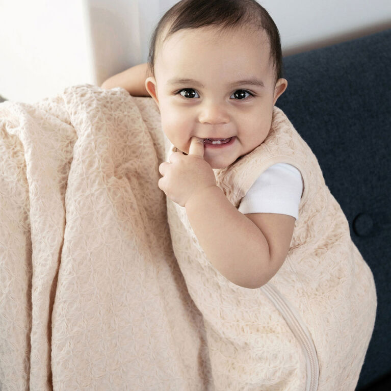 Perlimpinpin-Waffle muslin sleep bag 1.0 TOG-Curry-0-6m