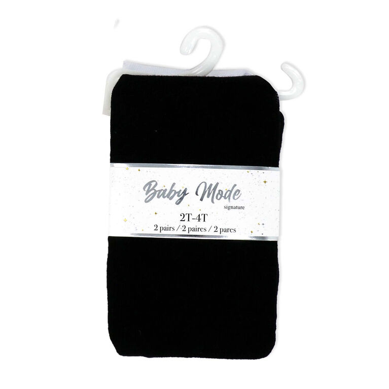 Baby Mode Signature 2 Pack Tights: Black & White 2-4T