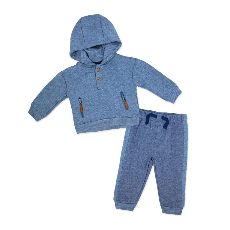 Baby Mode Ensemble jogging matelass&eacute; &agrave; capuche 2 pi&egrave;ces : bleu 12 mois