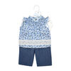 Baby Mode  3 Piece Pant Set: Blue Floral 24M