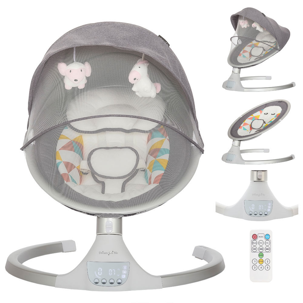 Dream on me zazu cradling swing in grey and blue 2025