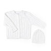 Baby Mode Signature Cardigan et chapeau deux pièces Blanc : 0-3M