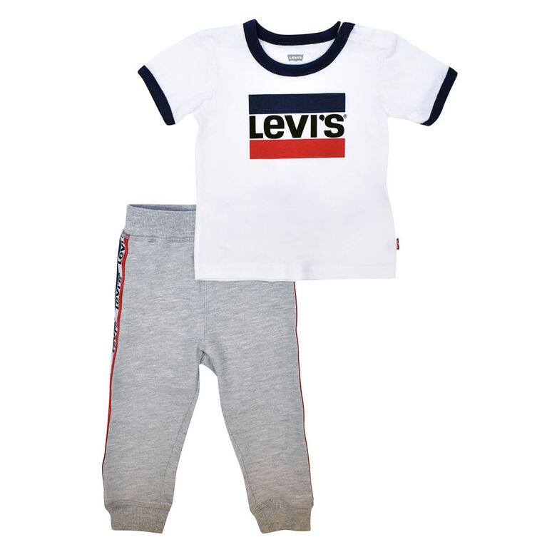 Levis Top and Jog Pant Set - White, 3 Months