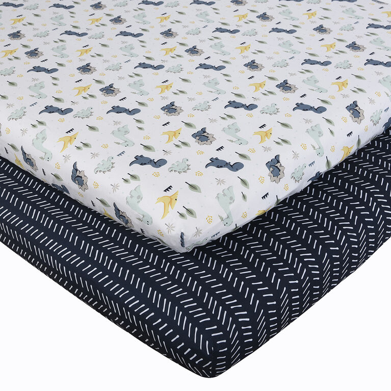 Ensemble De Draps à Petit Berceau BF PQT De 2 -Dinosaure