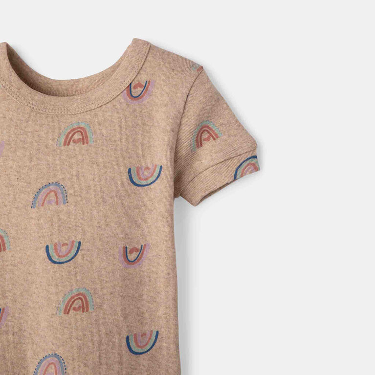 RISE Little Earthling Short Sleeve 2 Piece Sleep Lt Grey Mix Rainbow