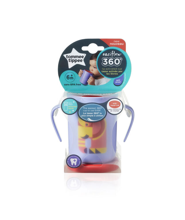 Tommee Tippee Easiflow 360° Spill-Proof Cup with Travel Lid 8oz, 12m+, 1-Pack, Elephant
