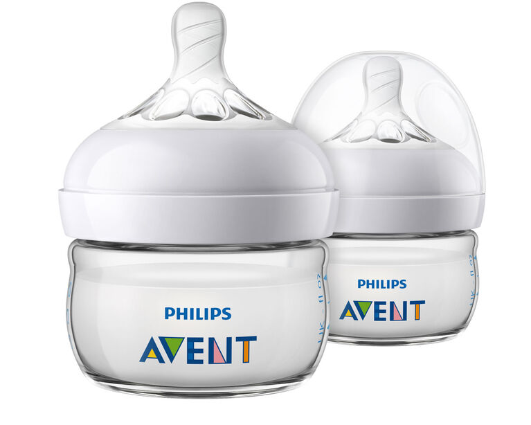 Philips Avent Natural Baby Bottle, 2oz, 2-Pack - Clear