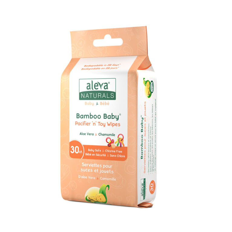 Aleva Naturals Bamboo Baby serviettes pour suces et jouets 30 cnt.