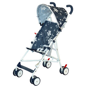 Poussette-canne de Bily - Bleu marine et fleurs blanches