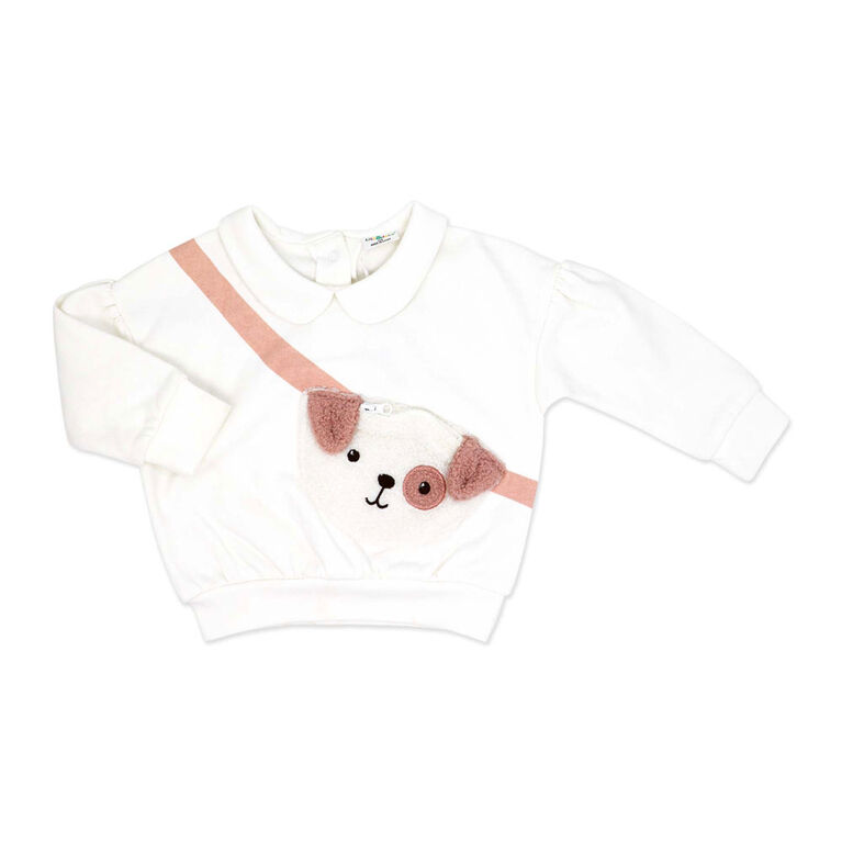 Lily & Jack 2 Piece Sweater Set: Cream Dog