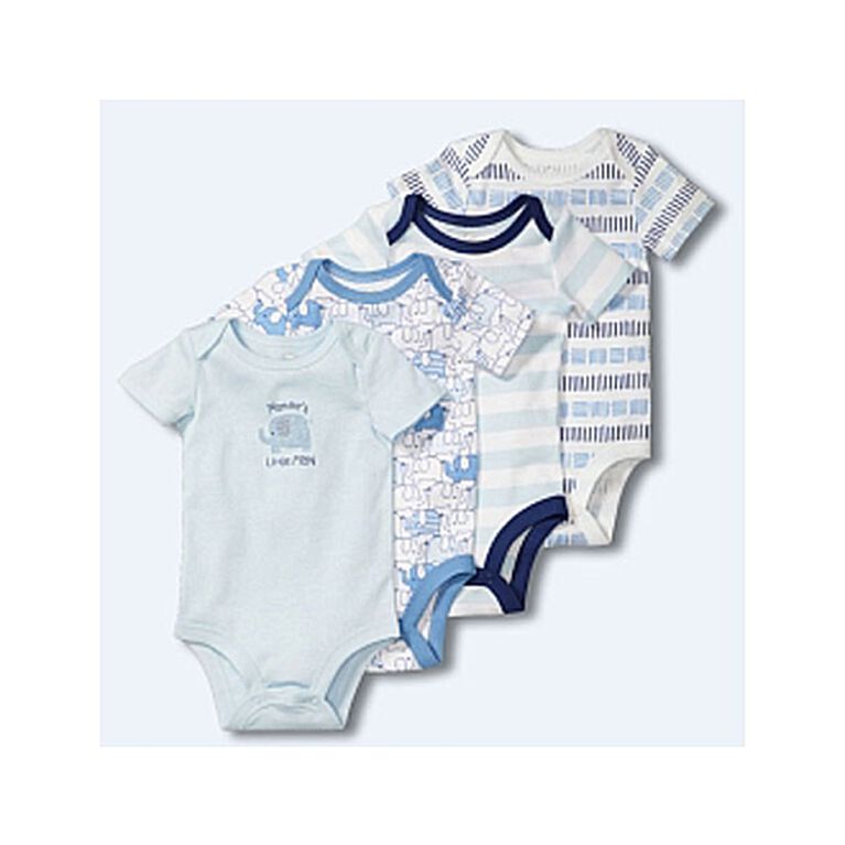 Koala Baby 4-Pack Bodysuits - Blue, 6-9 Months