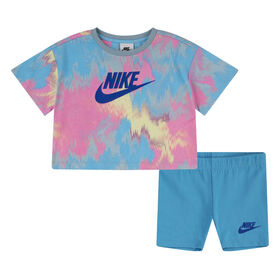 Nike Boxy Tee and Bike Shorts Set  - Batic Blue - Size 4T