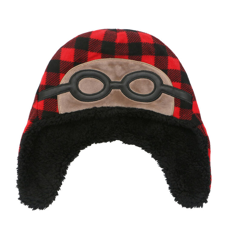 FlapJackKids - Baby, Toddler, Kids, Boys Reversible Sherpa Fleece Hat - Double Layered - Black Bear/Aviator - Small 6-24 months