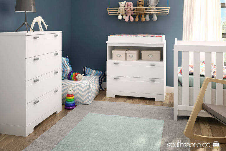 Reevo 4-Drawer Chest Dresser- Pure White