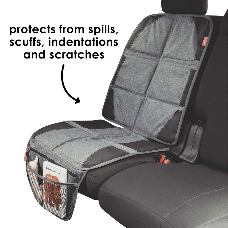Diono Ultra Mat Deluxe Full Size Car Seat Protector with Integrated Heatshield, Crash Tested With Premium Ultra Thick Padding For Durable, Water Resistant Protection, Includes 3 Mesh Storage Pockets