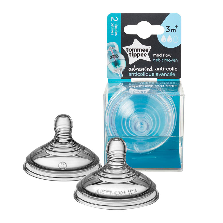 Tétine Anti-Coliques Avancée de Tommee Tippee Débit Moyen, Paq. De 2.