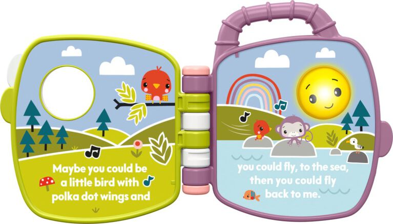 Fisher-Price Purple Monkey Musical Storybook Toy for Baby & Toddler with Lights & Sounds - English Edition